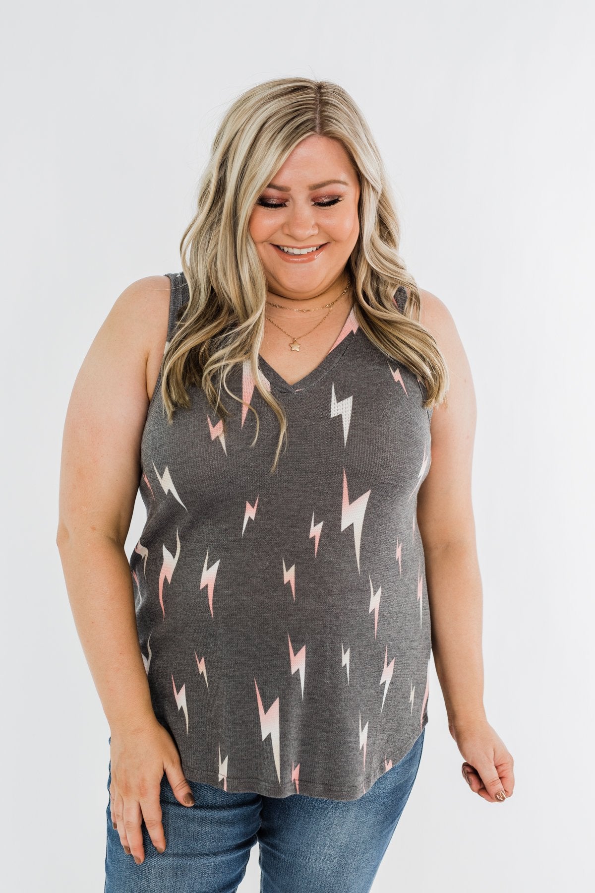 Every Time We Touch Lightning Bolt Tank Top- Charcoal