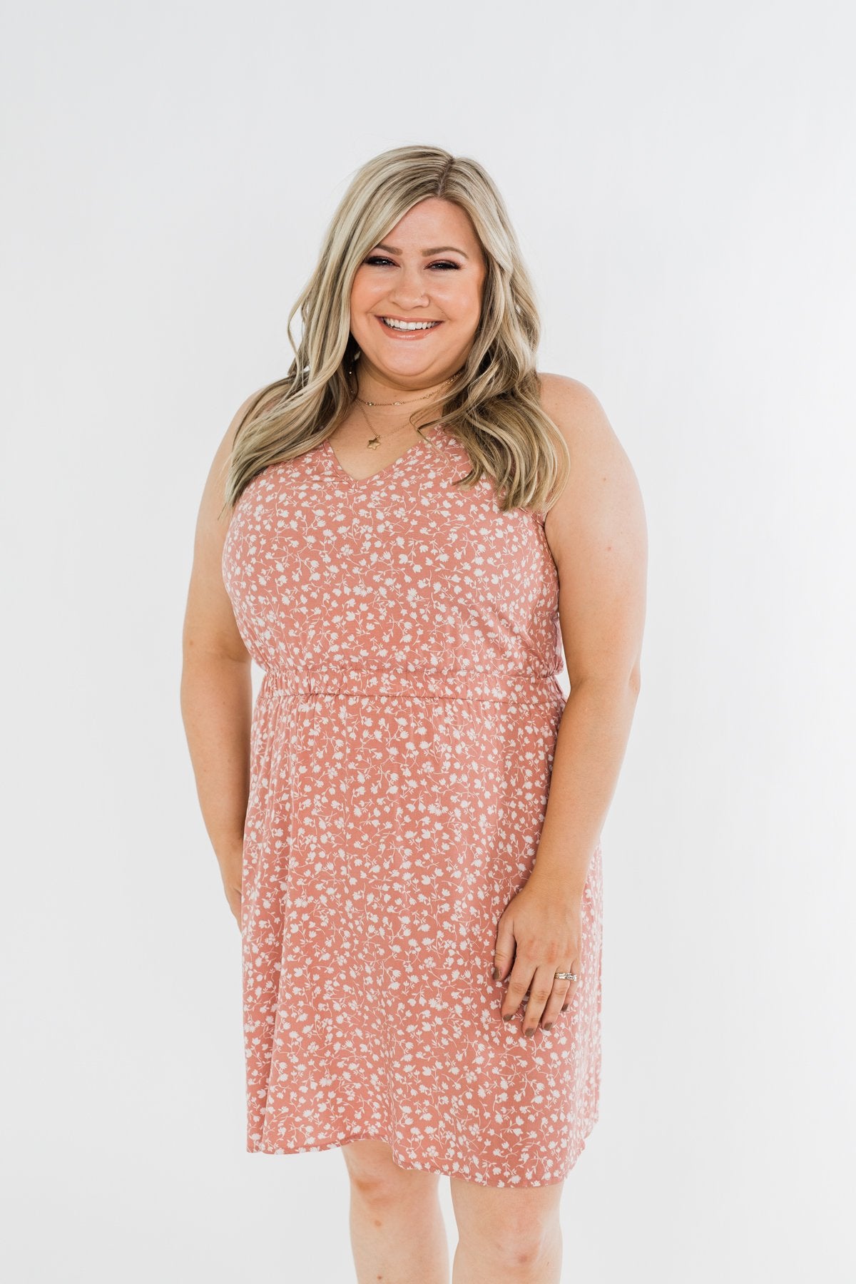 Whatever It Takes V-Neck Floral Dress- Mauve