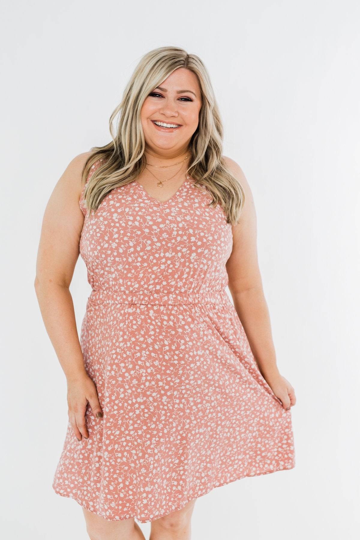 Whatever It Takes V-Neck Floral Dress- Mauve