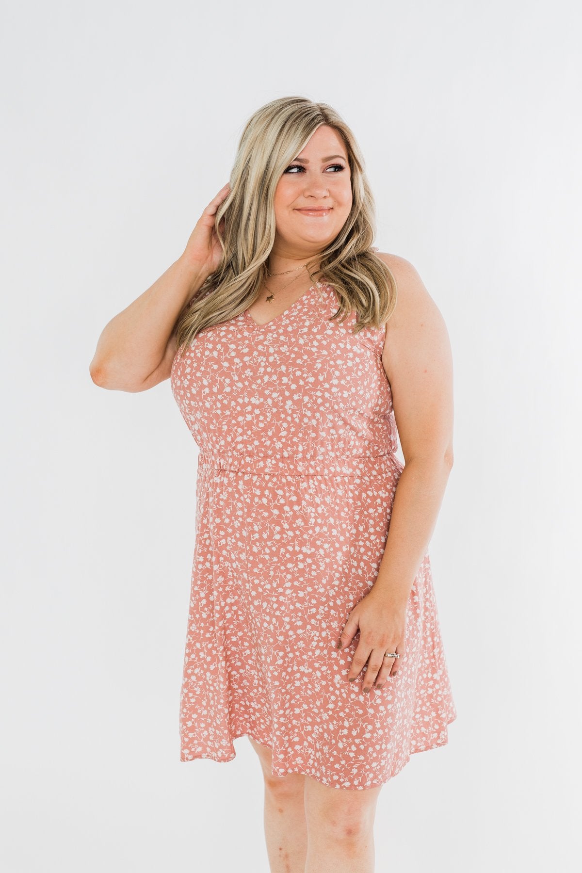 Whatever It Takes V-Neck Floral Dress- Mauve