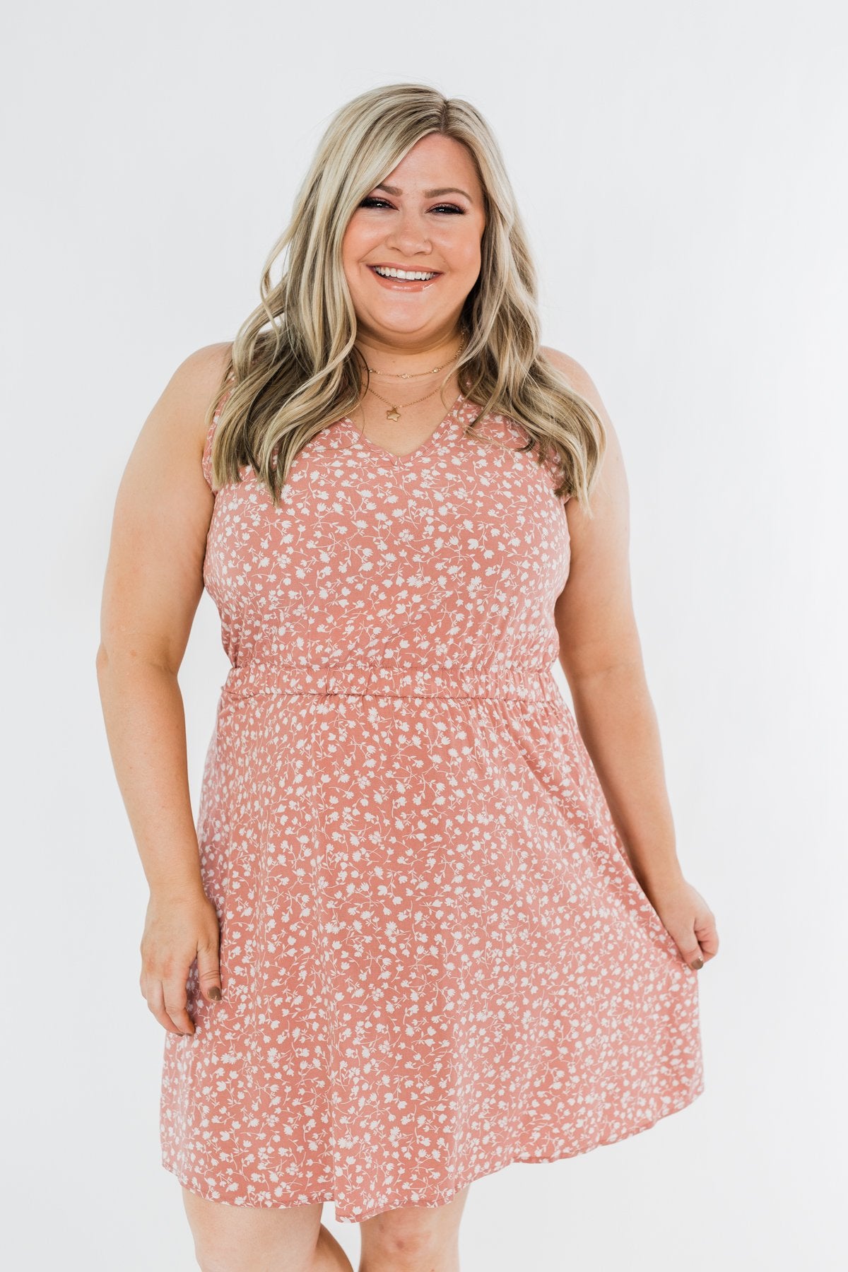Whatever It Takes V-Neck Floral Dress- Mauve