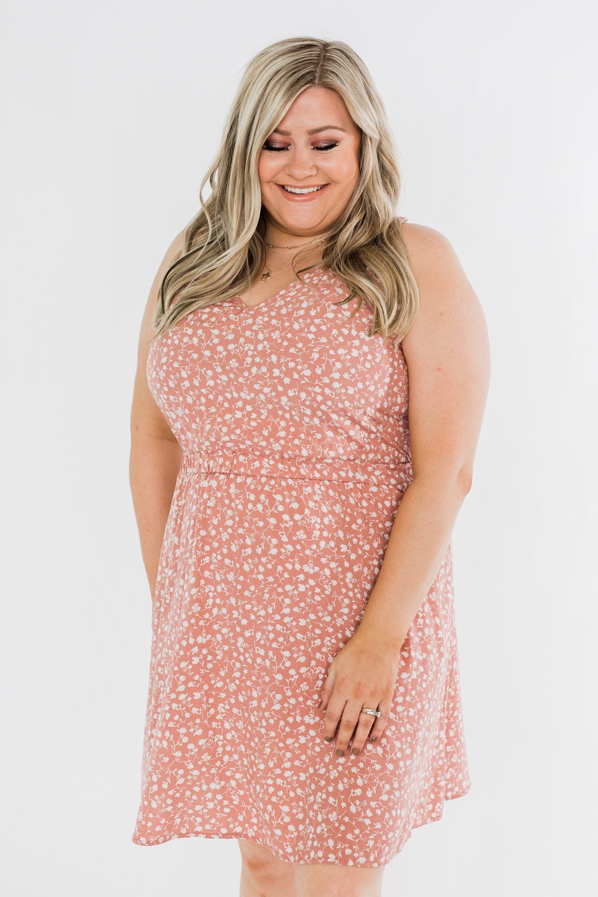 Whatever It Takes V-Neck Floral Dress- Mauve