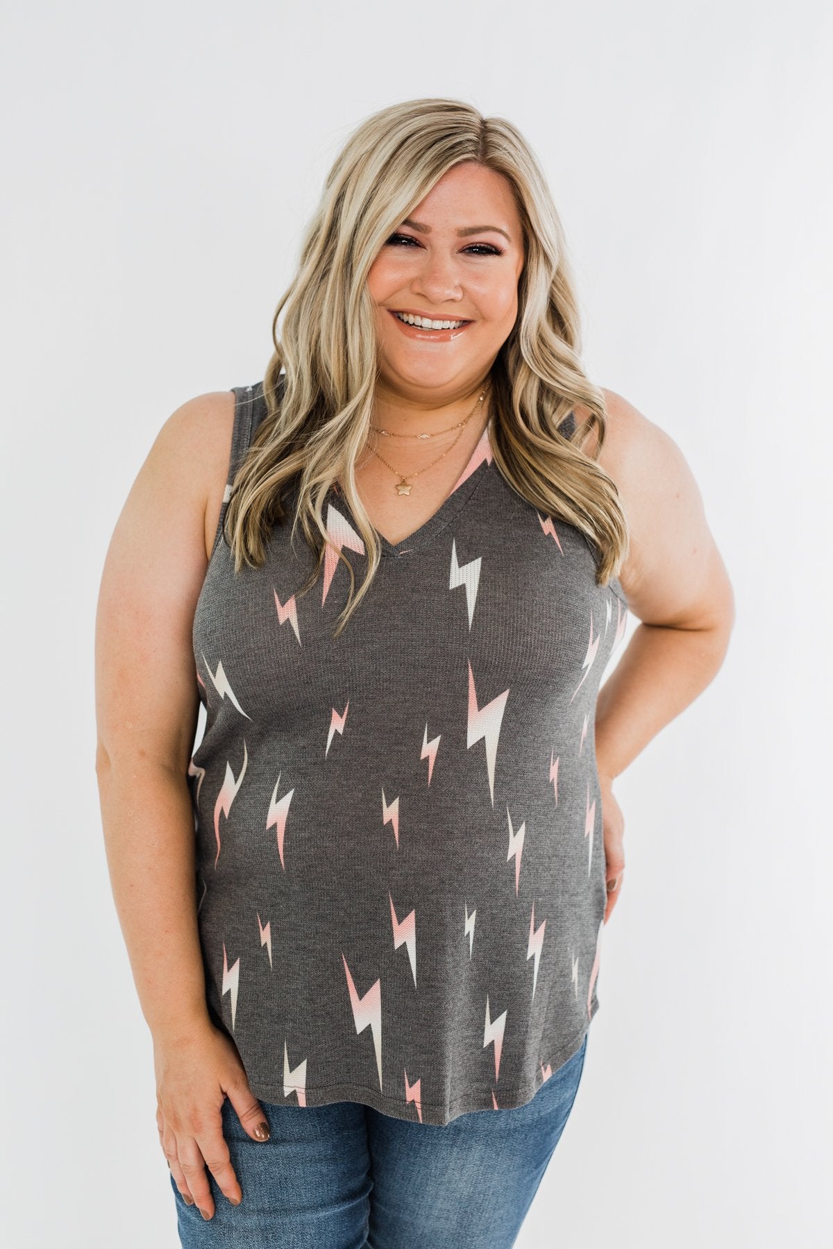 Every Time We Touch Lightning Bolt Tank Top- Charcoal