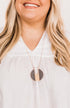 Dare To Dream Circle Pendant Necklace- Charcoal & Gold