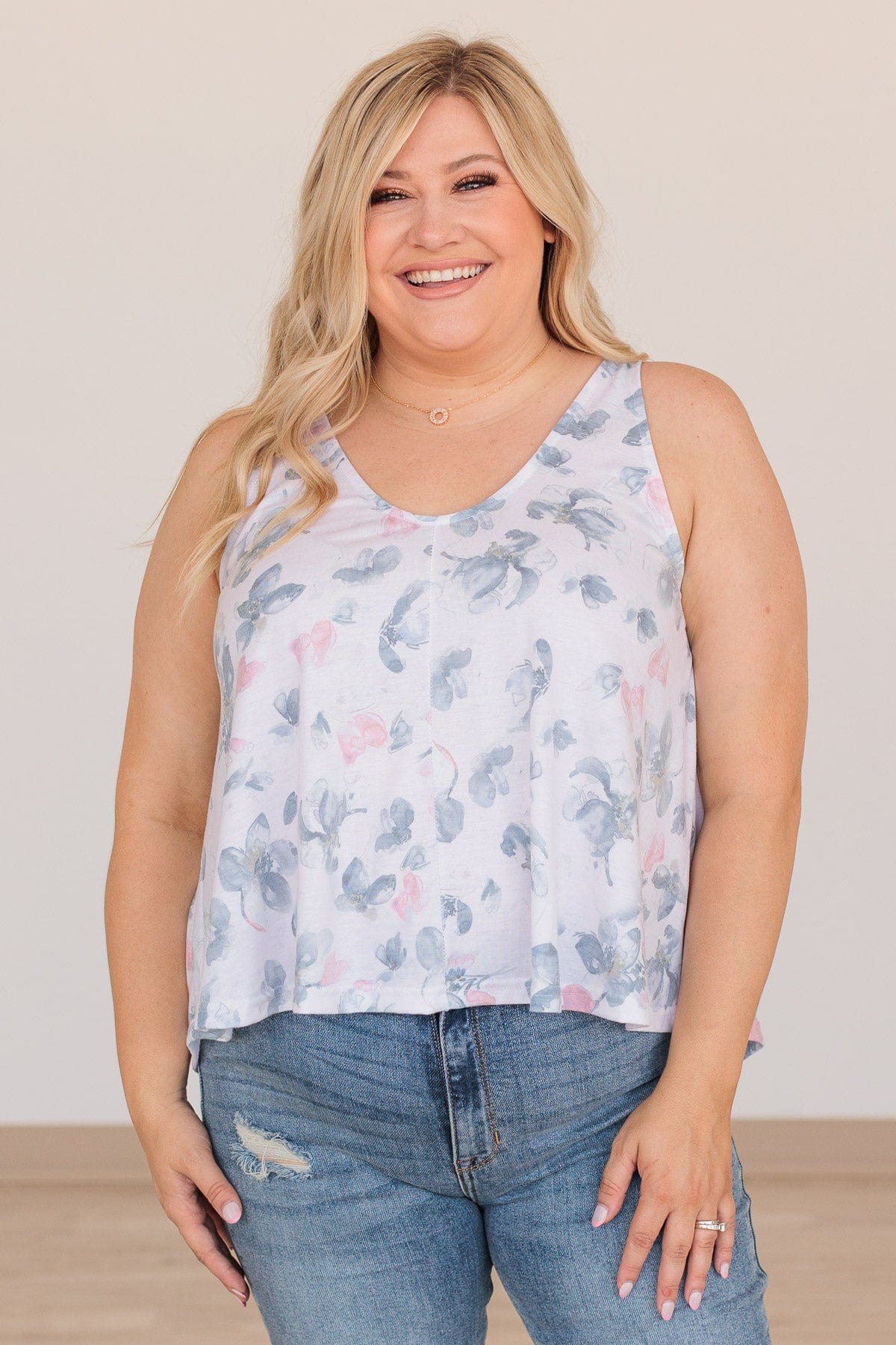 Do A Double Take Cropped Floral Tank- Ivory