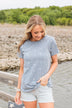 Stars Never Fade Short Sleeve Top- Dusty Blue