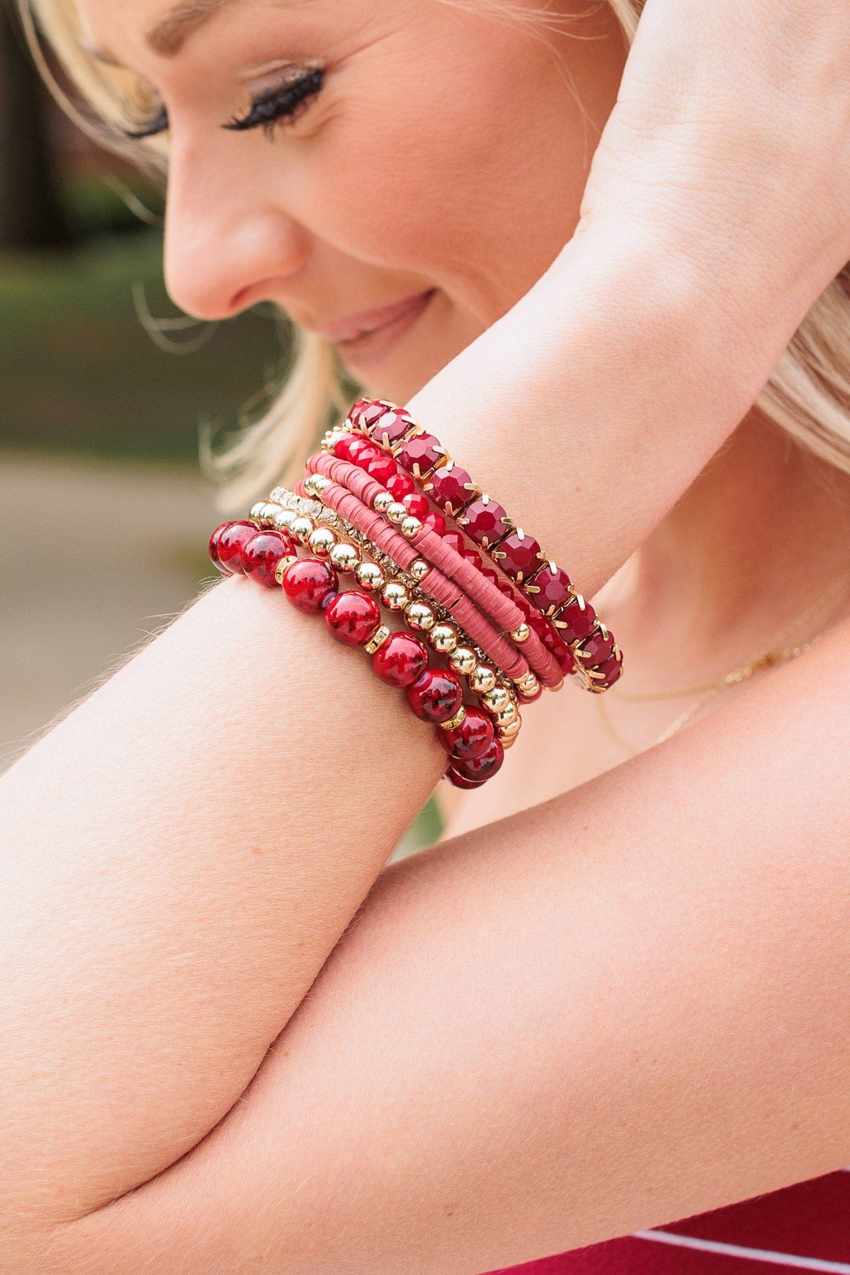 Heat Of The Moment Bracelet Set- Ruby Red