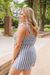 Spending Time Apart Striped Romper- Denim