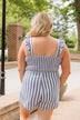 Spending Time Apart Striped Romper- Denim