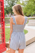 Spending Time Apart Striped Romper- Denim