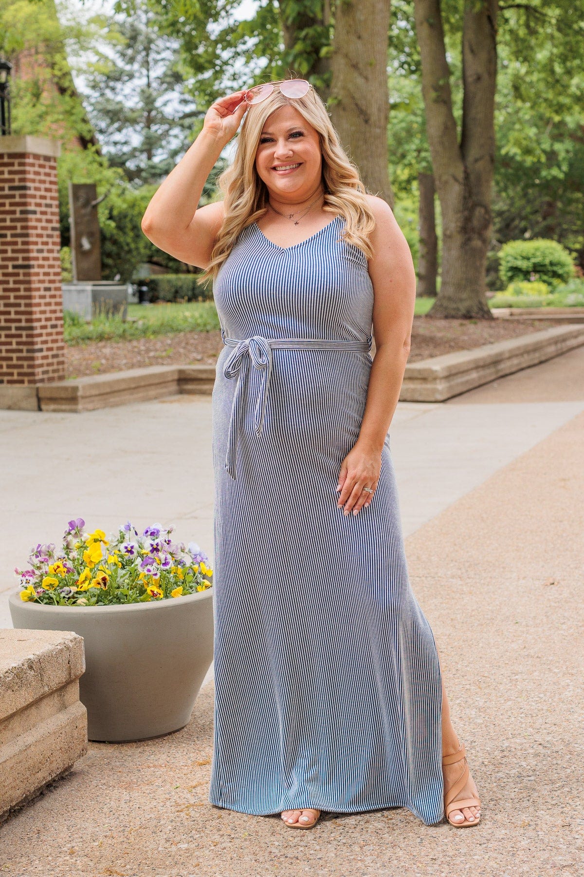 Ocean Tides Stripe Maxi Dress- Navy & Ivory