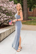 Ocean Tides Stripe Maxi Dress- Navy & Ivory