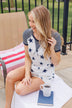 Cue The Sparklers Short Sleeve Top- Navy & White