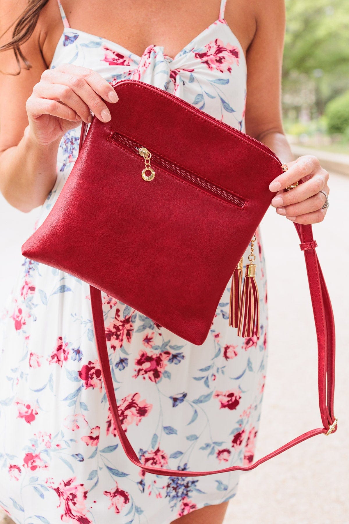 Sophisticated Looks Shoulder Purse- Red