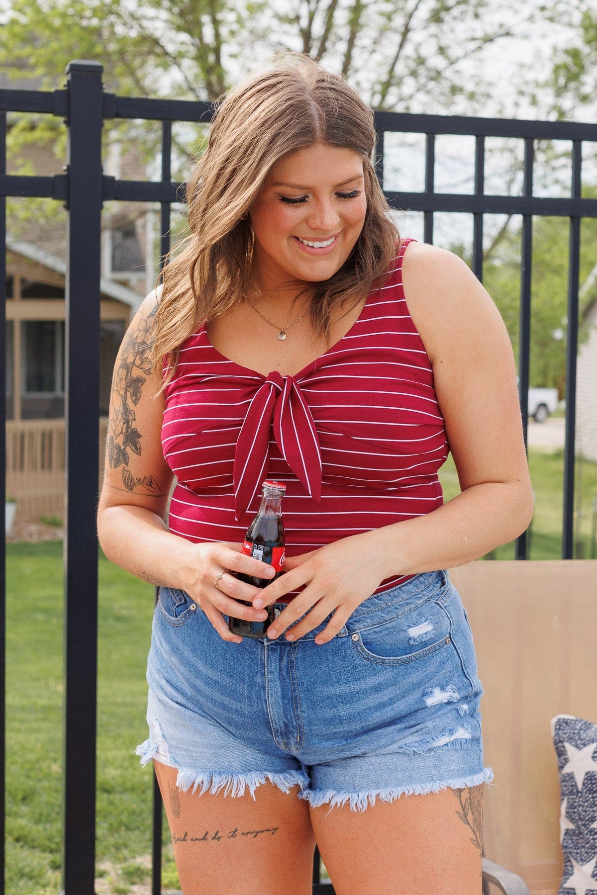 All The Best Things Striped Bodysuit- Red