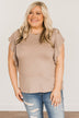 Gorgeous & Graceful Ruffle Top- Taupe