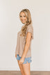 Gorgeous & Graceful Ruffle Top- Taupe