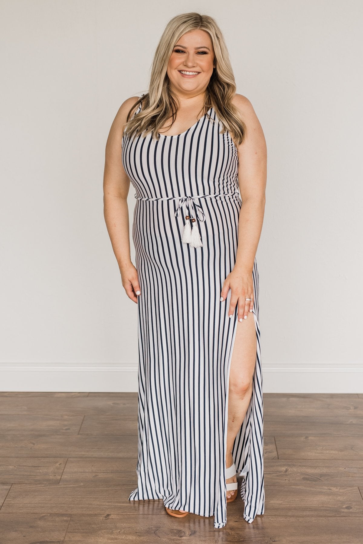 A Perfect Paradise Maxi Dress- Ivory & Navy