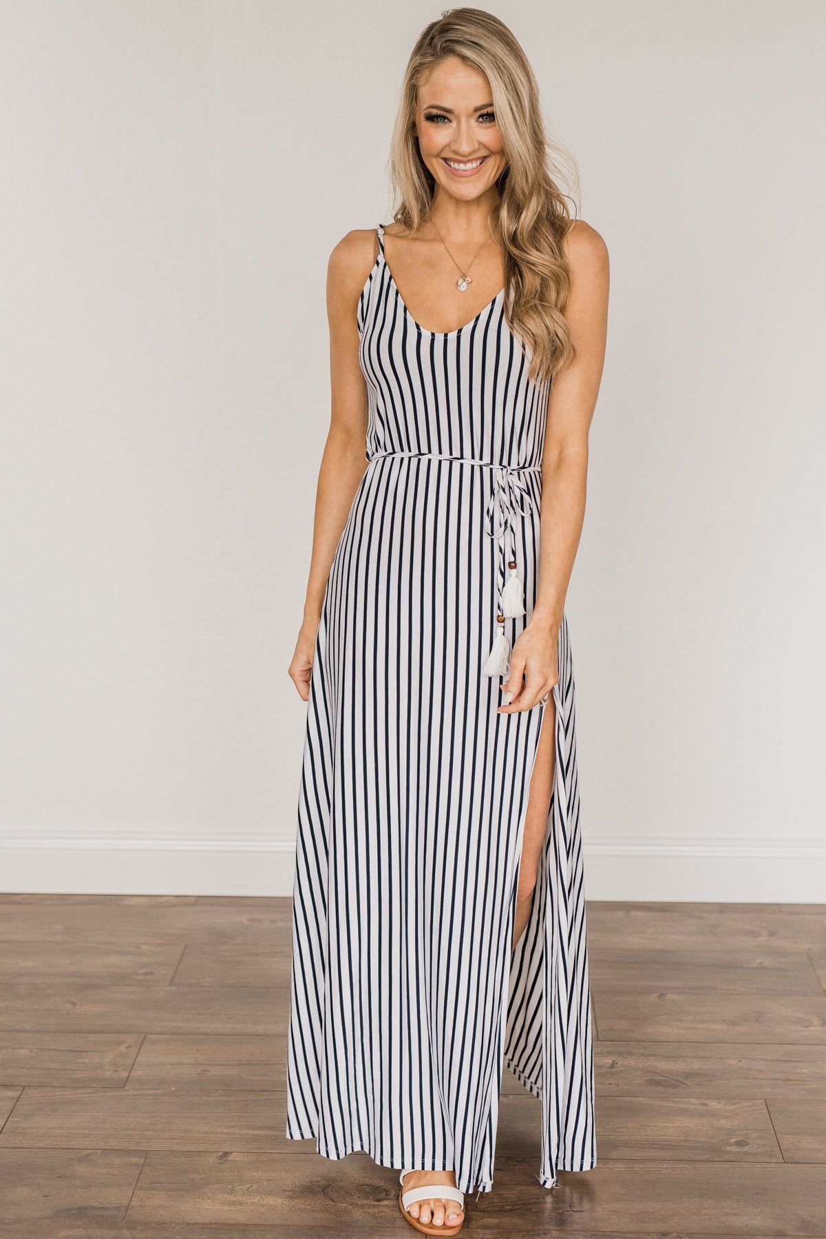 A Perfect Paradise Maxi Dress- Ivory & Navy