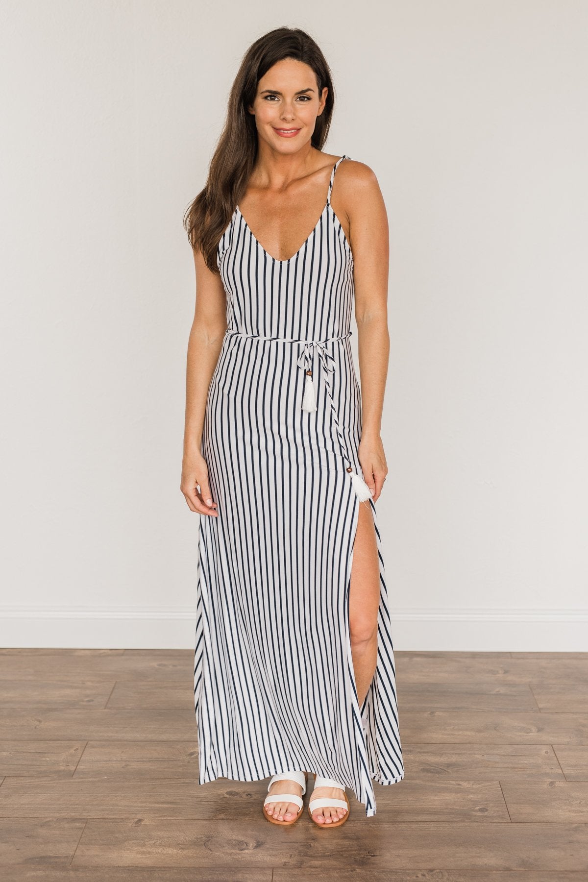 A Perfect Paradise Maxi Dress- Ivory & Navy