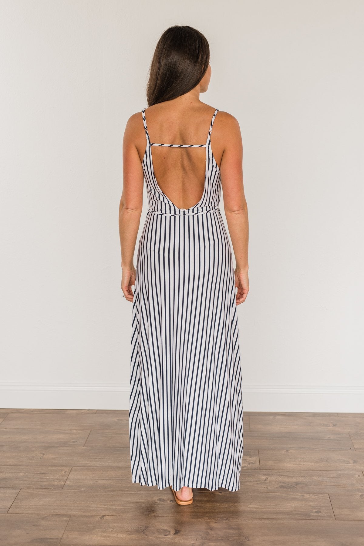 A Perfect Paradise Maxi Dress- Ivory & Navy