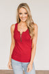 Freedom Is Here Zipper Henley Tank Top- Scarlet Red