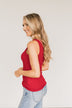 Freedom Is Here Zipper Henley Tank Top- Scarlet Red