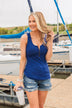 Freedom Is Here Zipper Henley Tank Top- Royal Blue