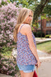 Smile With Pride Floral Tank- Royal Blue