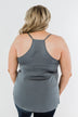 Lasting Love V-Neck Racerback Tank Top- Steel Grey