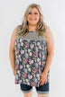 Floral & Stripes Tank Top- Ivory & Heather Charcoal