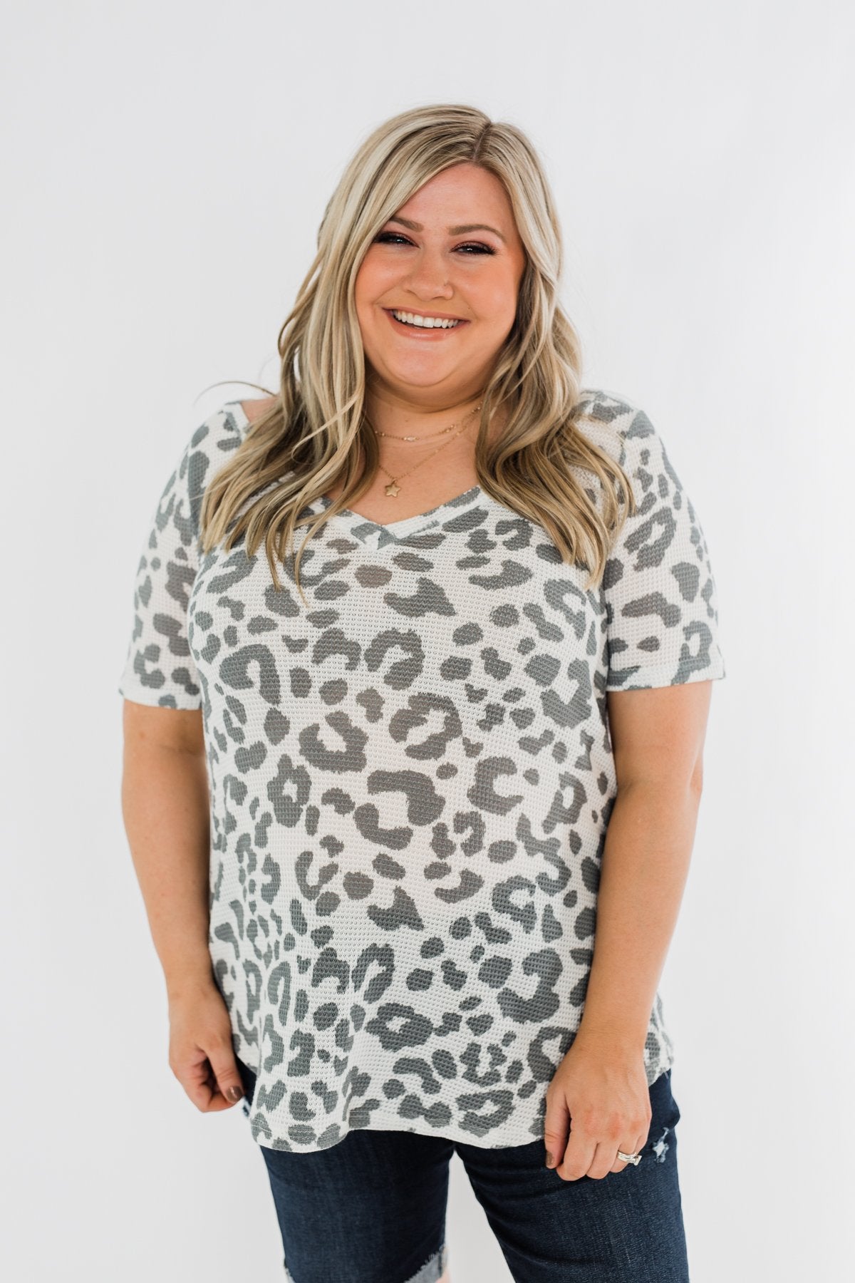 Forever Fierce Leopard Knit Top- Ivory & Grey