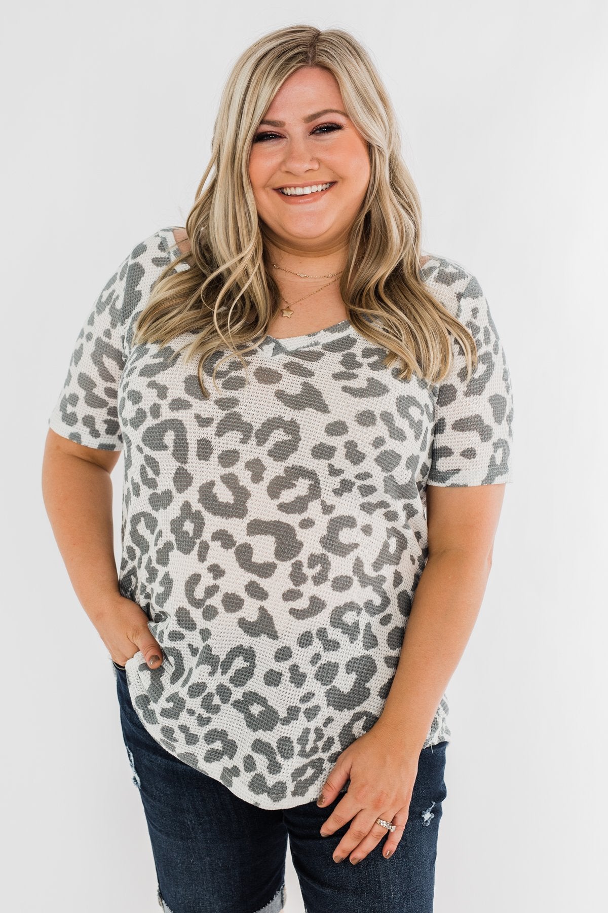 Forever Fierce Leopard Knit Top- Ivory & Grey