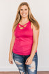 Places to Go Criss Cross Tank Top- Fuchsia