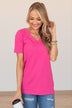 From The Moment We Met V-Neck Tee- Hot Pink