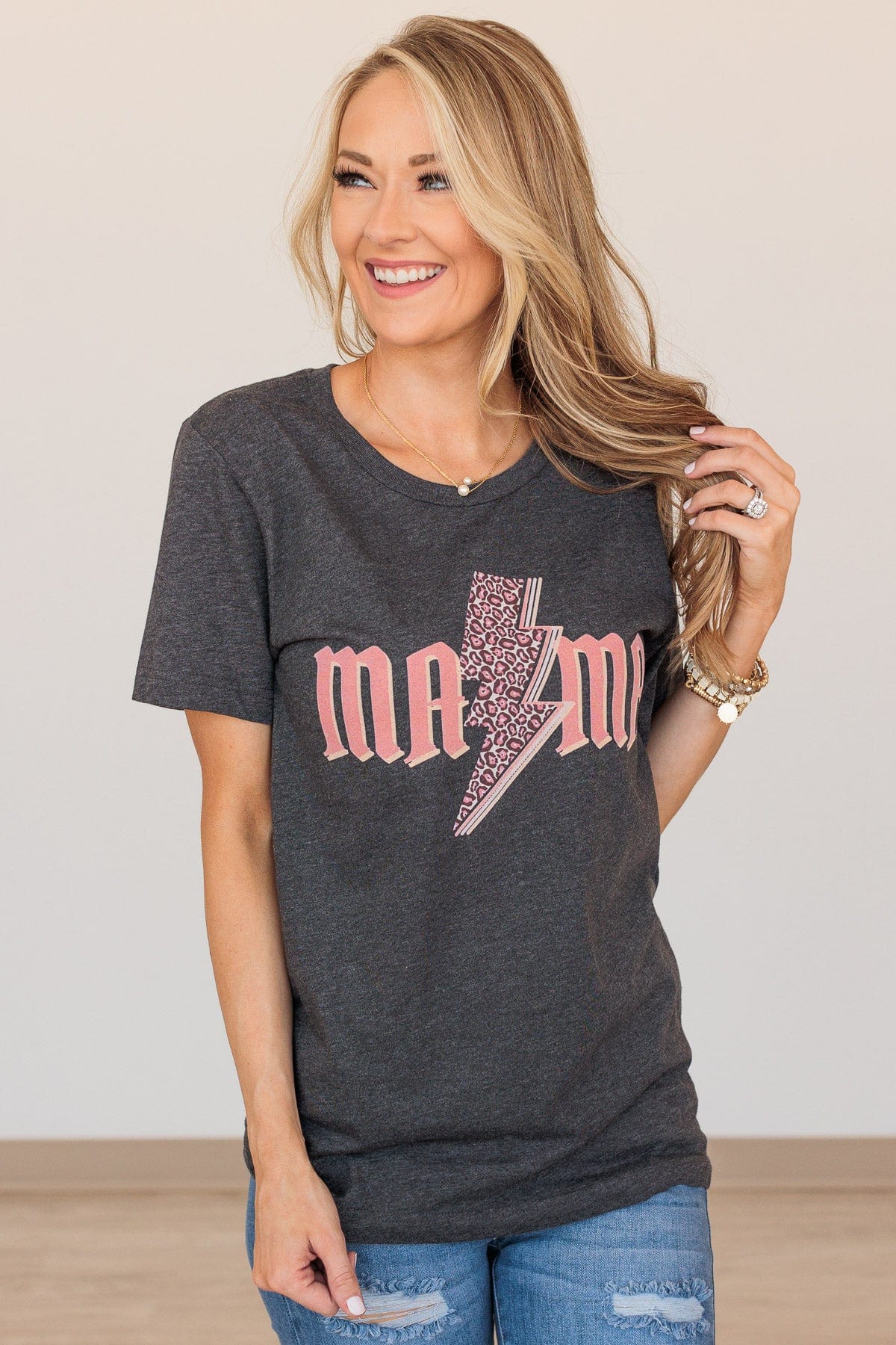 Electric Love "Mama" Graphic Tee- Charcoal