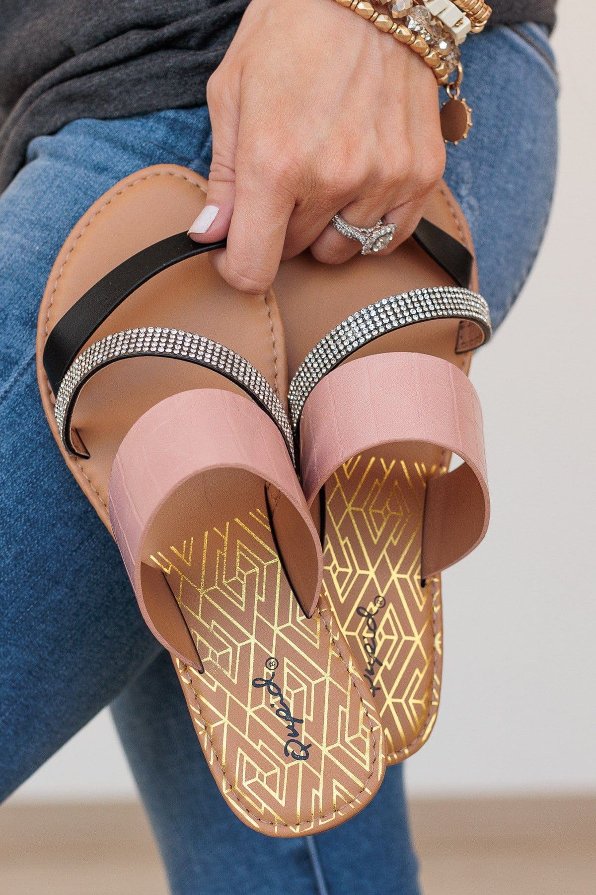 Qupid Athena Sandals- Blush