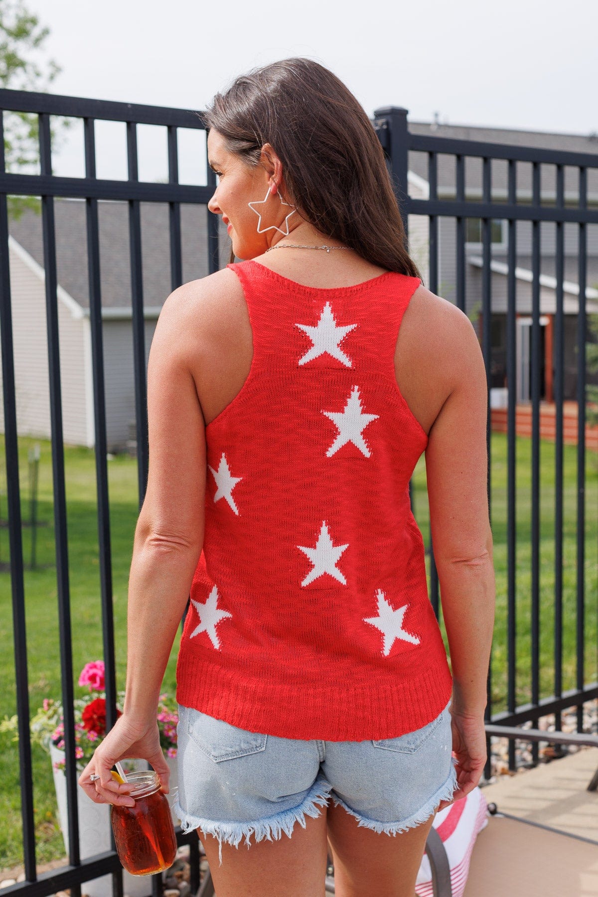 Flying Free Knit Tank Top- Red