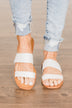 Bamboo Sunbathe Slip-On Sandals- White