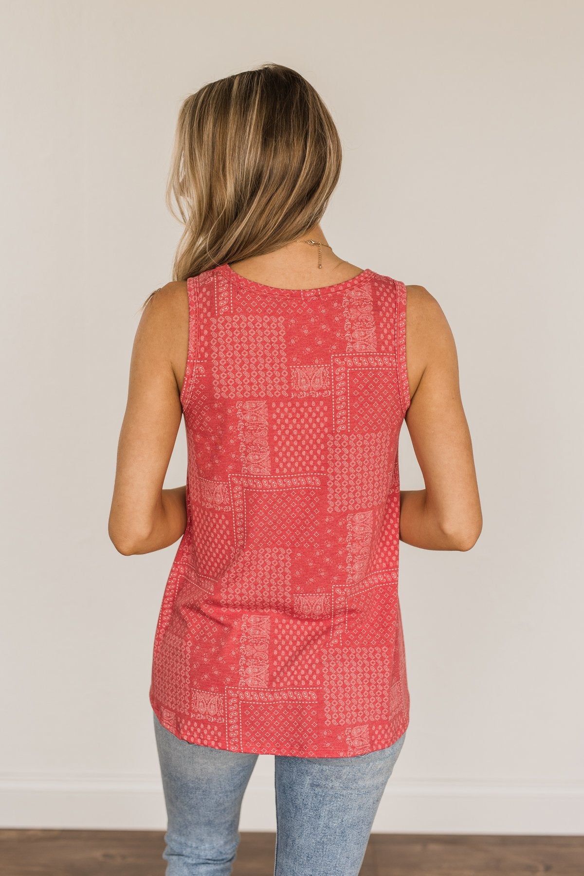 All American Girl Bandana Print Tank Top- Red