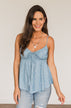 Look To The Stars Tie Tank Top- Denim Blue