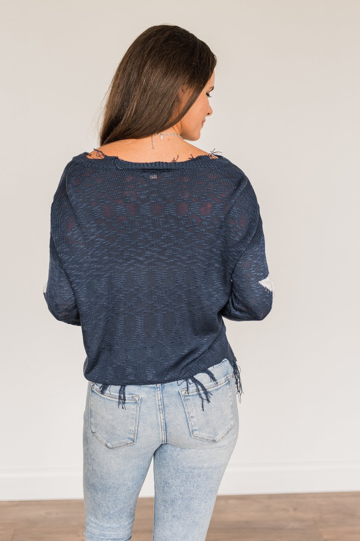 Unforgettable Moments Light Weight Sweater- Navy