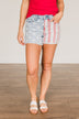 Judy Blue Frayed Hem Shorts- USA Flag Print