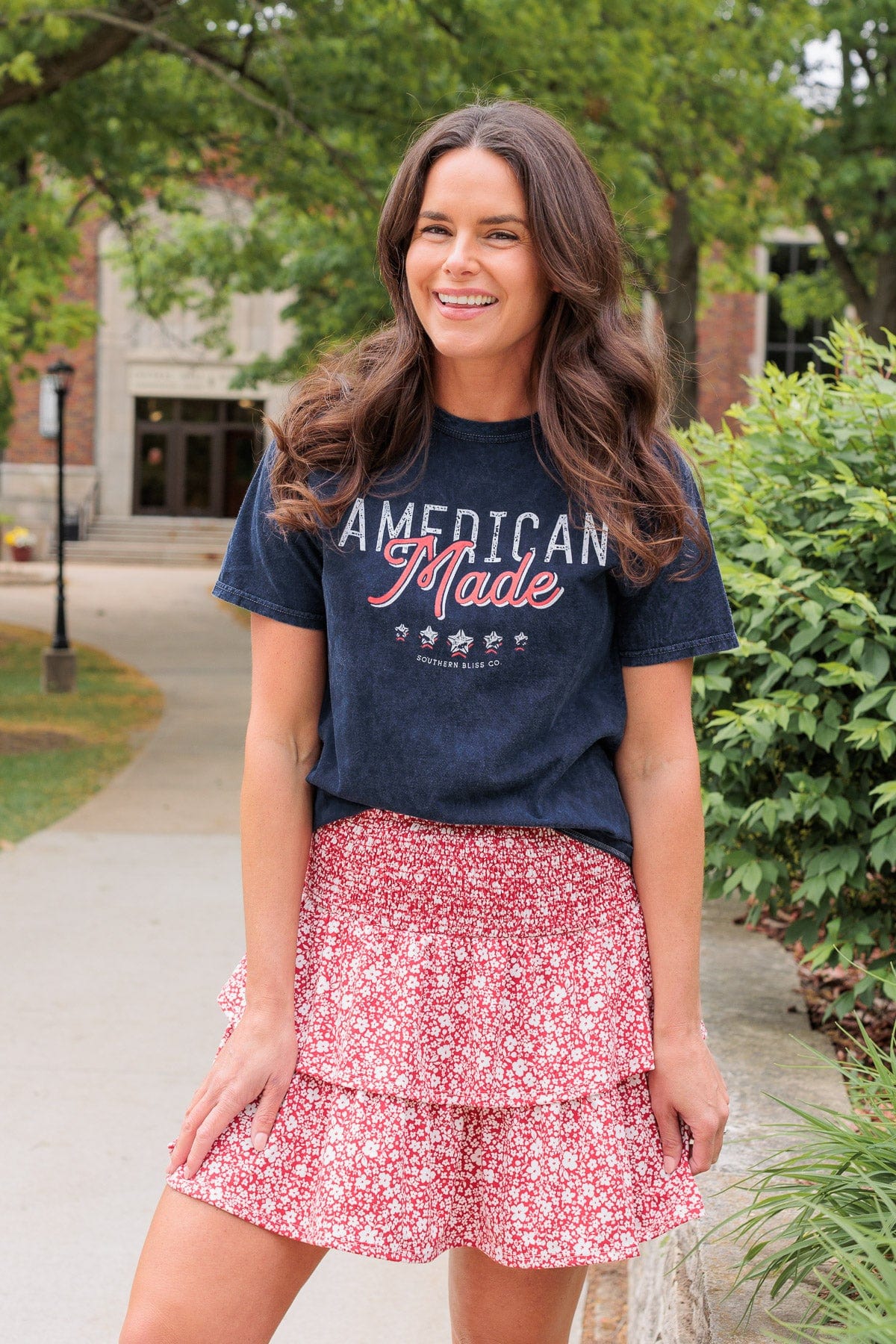 "American Made" Faded Graphic Tee- Navy