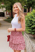Flowering Emotions Mini Skirt- Red