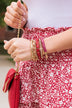 Bling Queen Gold Bracelet Set- Burgundy