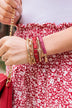Bling Queen Gold Bracelet Set- Burgundy