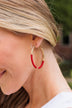 Cheering A New Day Hoop Earrings- Red