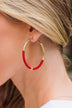Cheering A New Day Hoop Earrings- Red