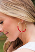 Cheering A New Day Hoop Earrings- Red
